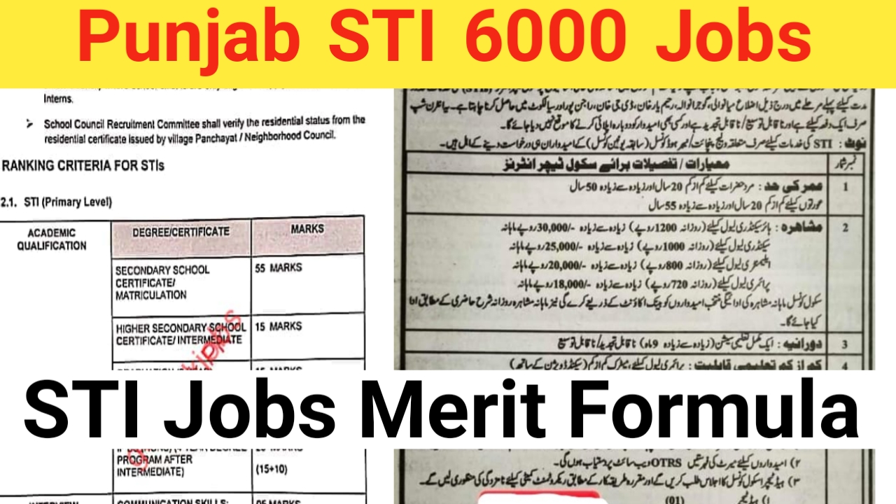 Punjab Educators 6000 STI Jobs ||STI Jobs Merit Formula||STI Jobs ...