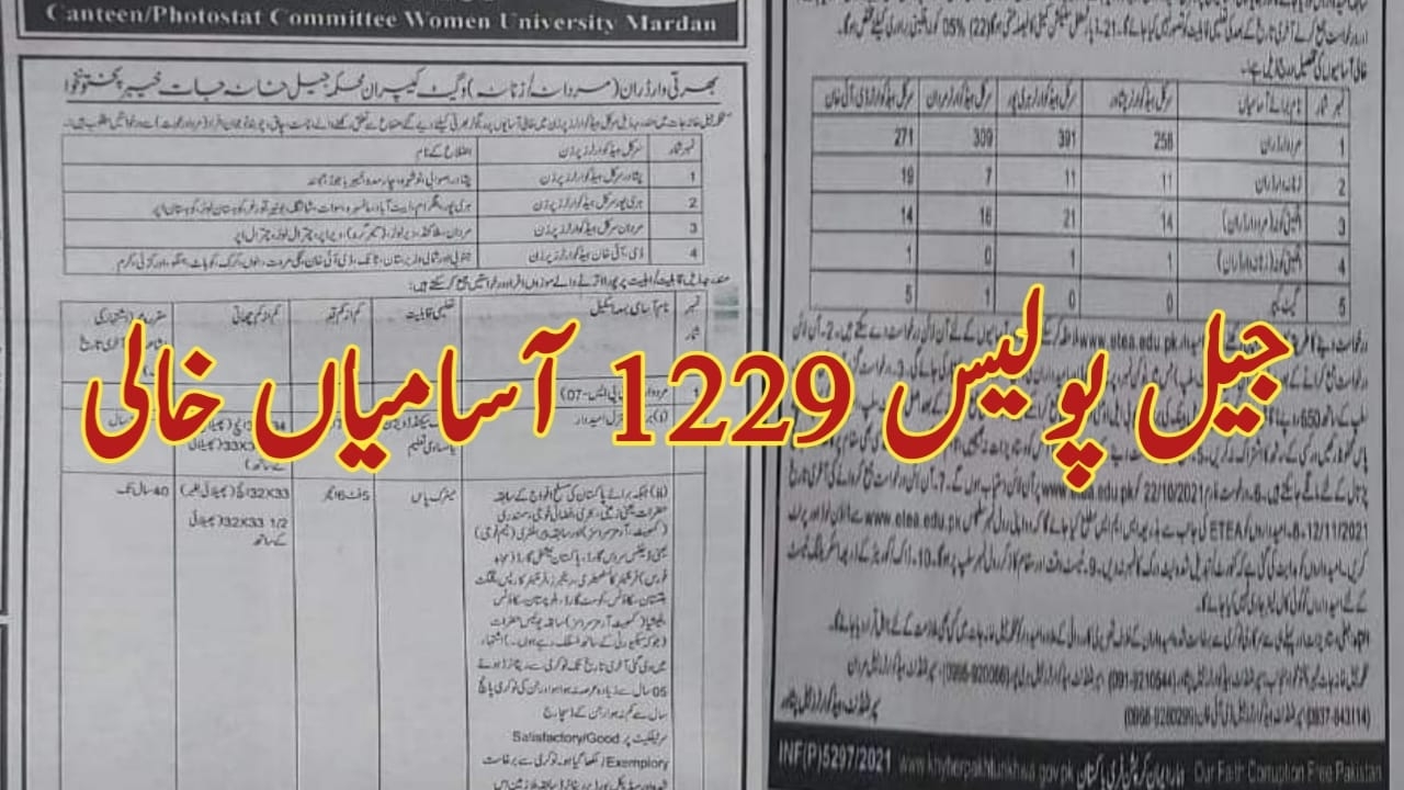ETEA Jail Police Online Apply KP Prison Department Jail Warden Jobs Online Apply 2021 