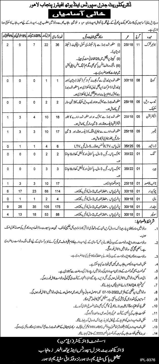 Directorate General Of Sports And Youth Affairs Punjab Jobs 2022