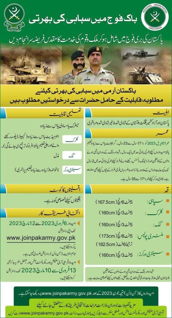www.joinpakarmy.gov.pk Pak 2023