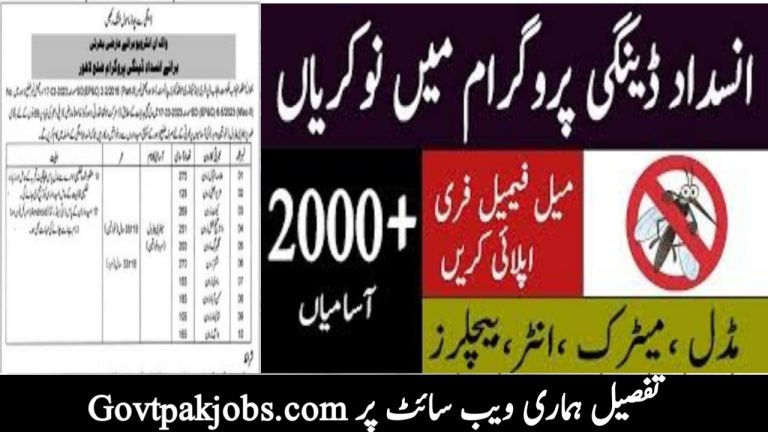 Dengue Control Program Lahore 2000 Sanitary Patrol Jobs 2023