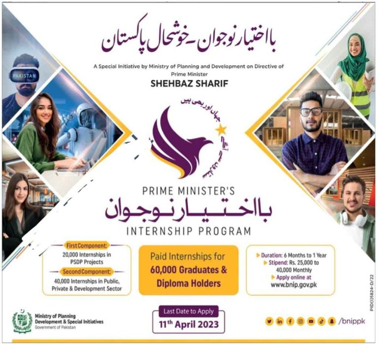 www.bnip.gov.pk Onlie Apply-Ba Ikhtayar PM Youth Internship Program 2023