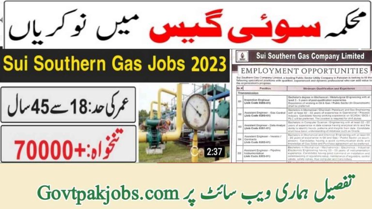 SSGCL Sui Southern Gas Company Limited Jobs 2023-Apply via www.ssgc.com.pk/careers