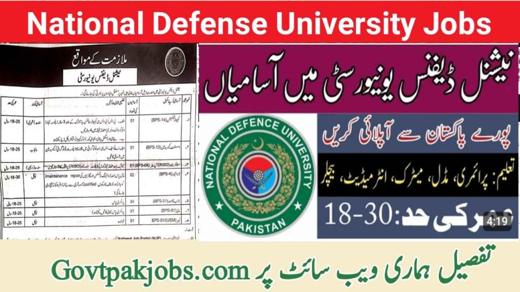 National Defense University Islamabad Jobs 2023 