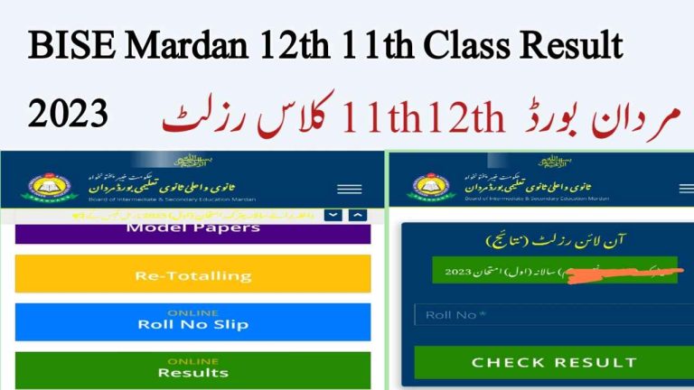 Mardan Board 2nd Year 1st Year Result 2023 – check via www.bisemdn.edu.pk
