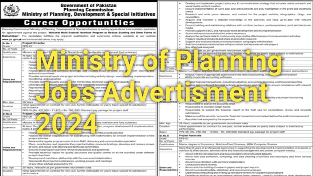 Ministry of Planning Development and Special Initiatives Jobs 2024 Online Apply www.pc.gov.pk 